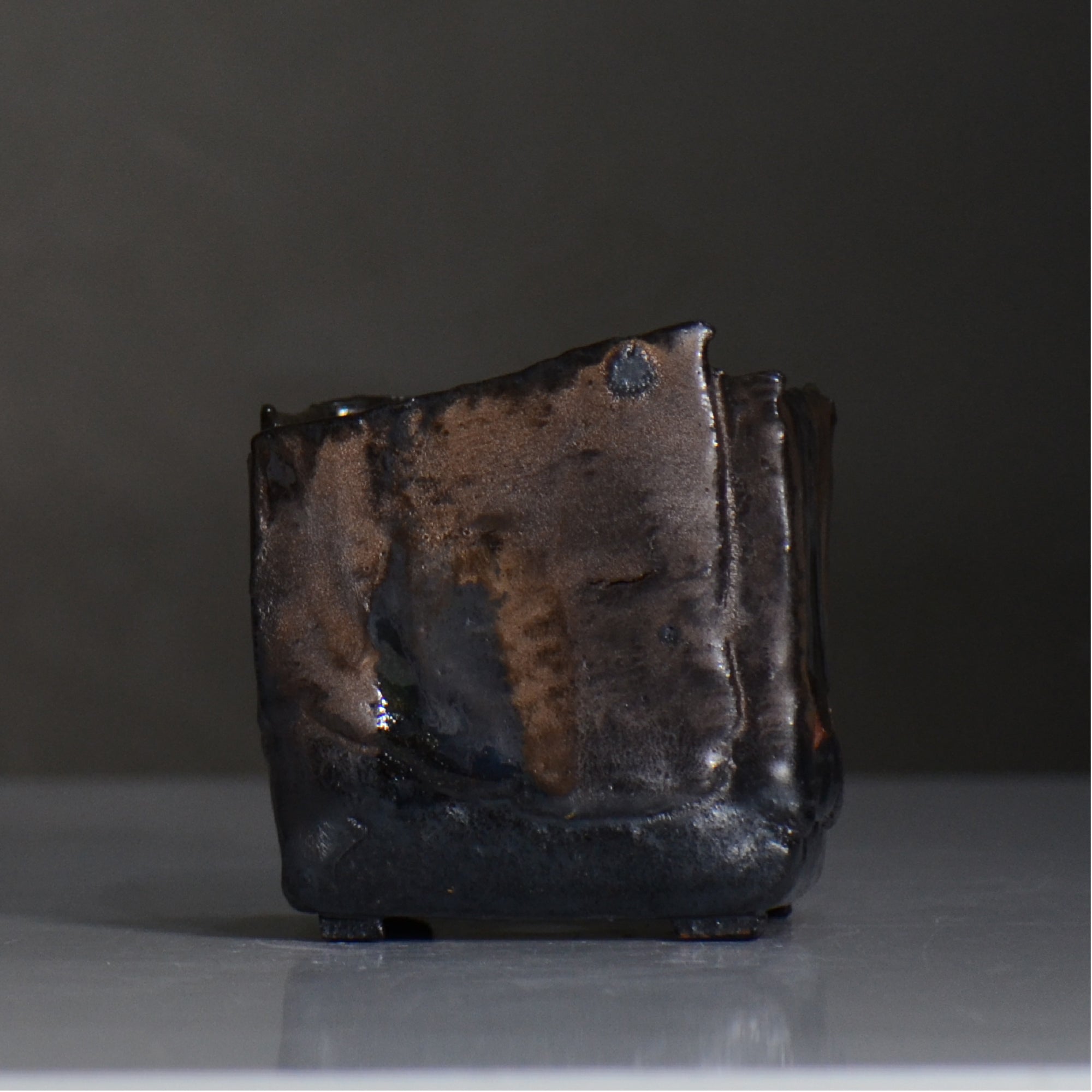 中川自然坊　小鉢 川合 牧人 / cube ブロンズ / mk2_cb10_s / 約φ10cm / 植木鉢 – ハチラボ