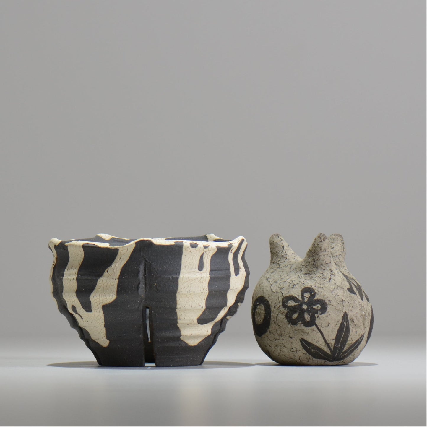 沼野 秀章 / 黒二白 / S  / nh_bw07_m / 約φ12.5cm / 植木鉢