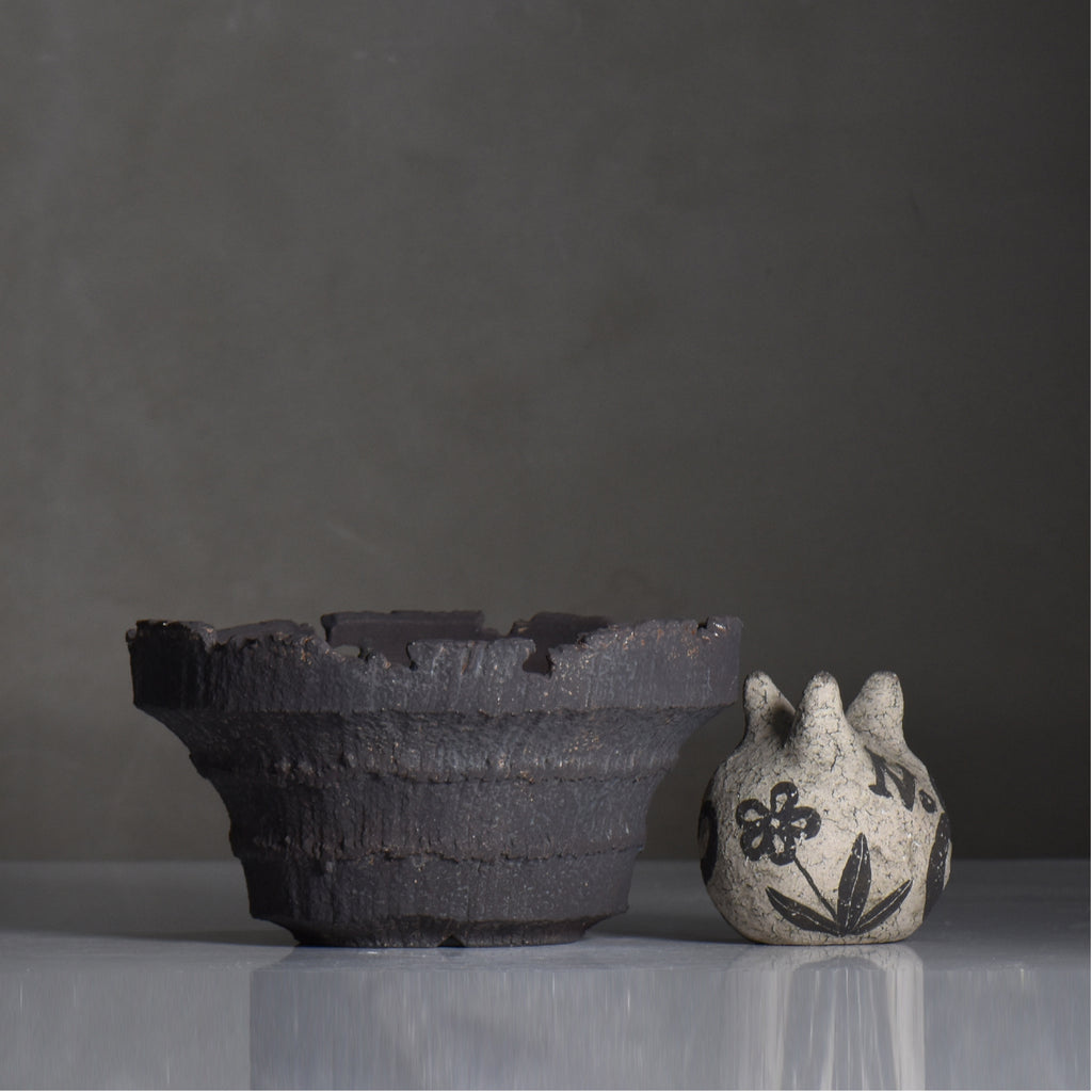 菊地元野 / AVOCADO BORDER ブラック 03/ XL / 約φ19cm / 植木鉢