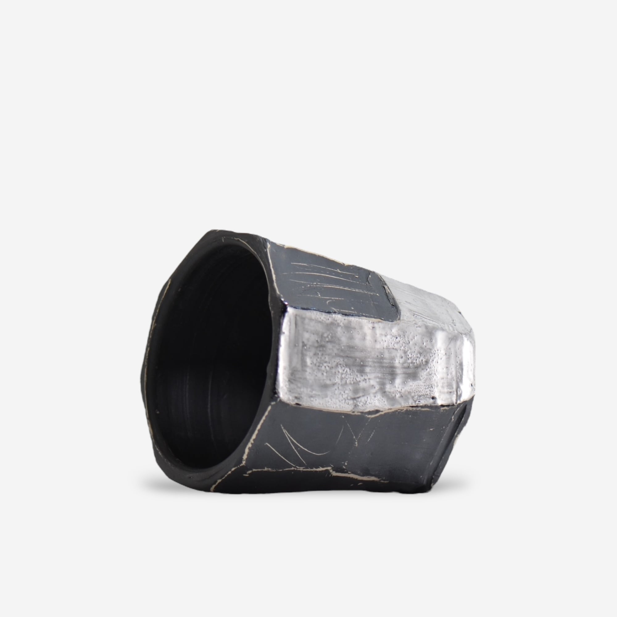 東絵里 kurogane02_08 / 銀彩 / L/ 約φ約11.5cm / 植木鉢