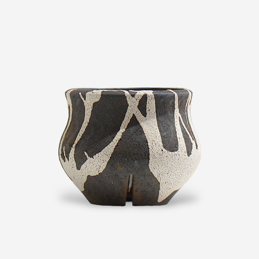 沼野 秀章 / 黒二白 / M / Nu02_bwh018 / 約φ11.5cm / 植木鉢