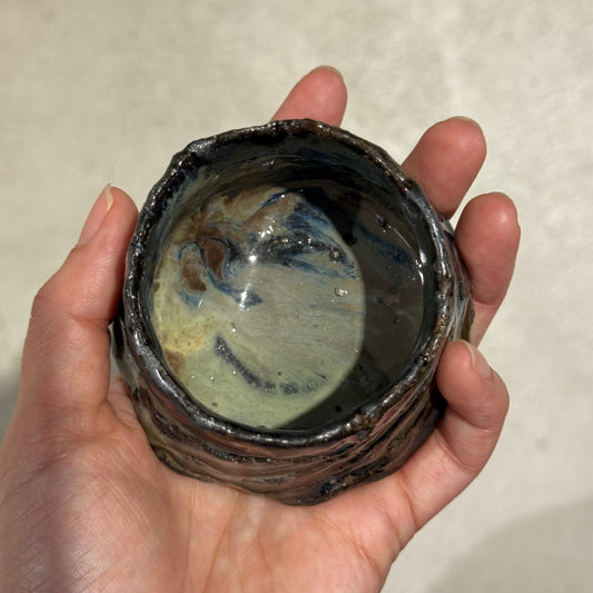 木村 貴史 / 黒泥彩白釉ぐい呑 /kt_07/ 酒器 / お正月に /お祝い