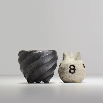 沖誠 / SPIIRAL_BLACK_01 / 約φ10.8～11.2cm  / 植木鉢