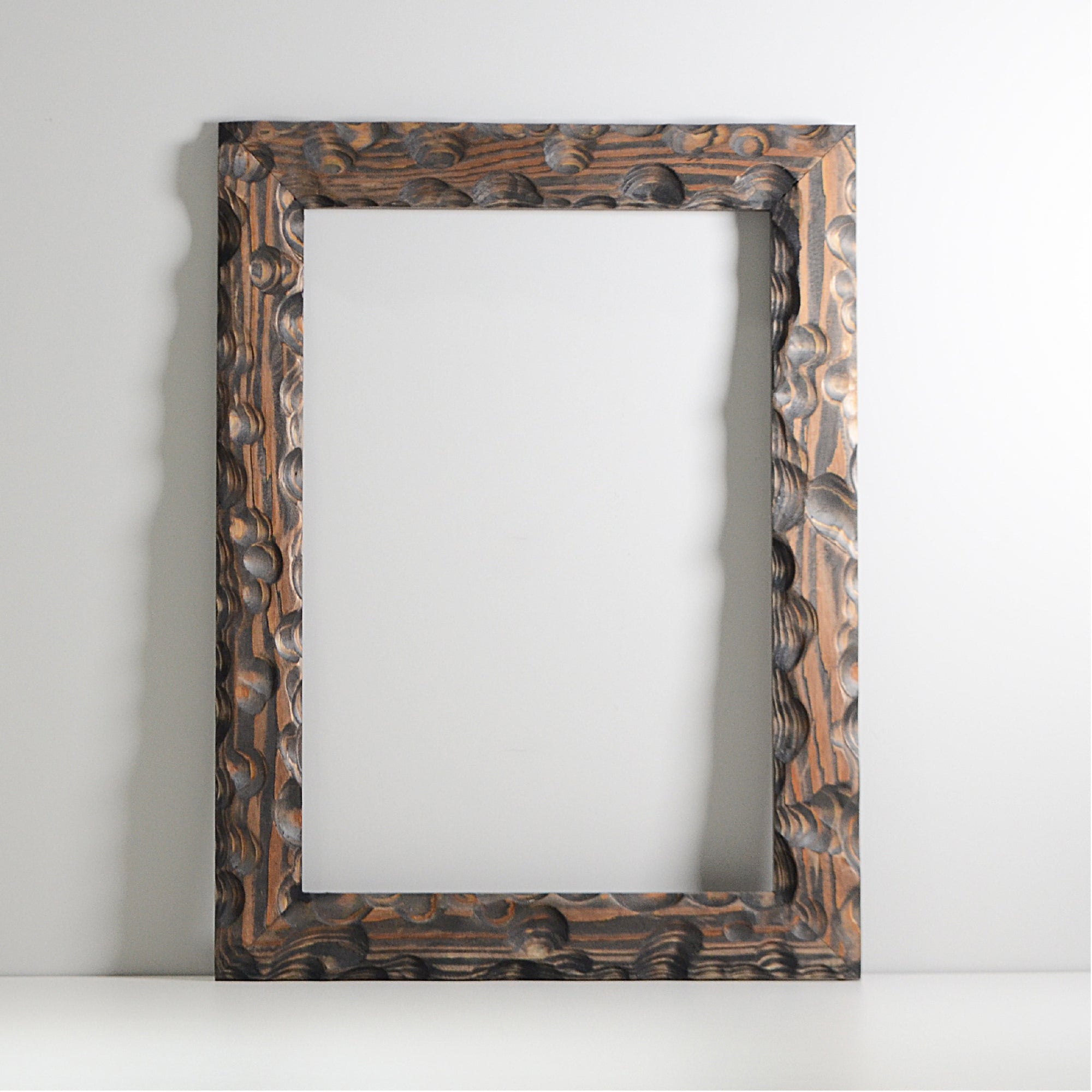 第3ワームホール：com / あぶく杢黒 /  abuku_b_05 / W33cm × H44.5cm / ビカクシダの額