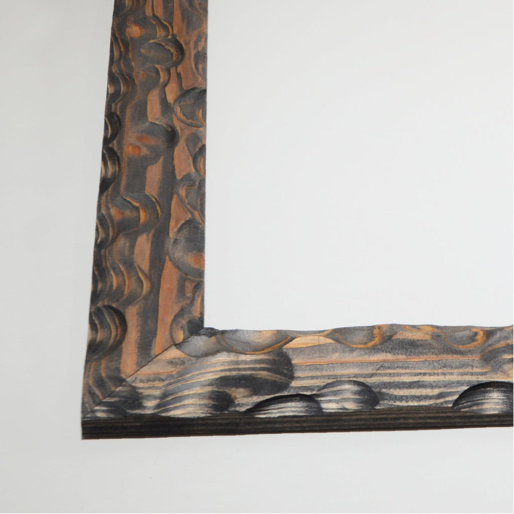 第3ワームホール：com / あぶく杢黒 /  abuku_b_05 / W33cm × H44.5cm / ビカクシダの額