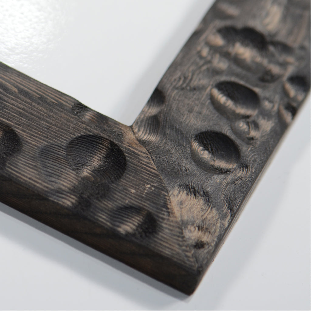第3ワームホール：com / あぶく杢黒（赤松） /  com03_abl02_xl / W45.8cm × H59.5cm / ビカクシダ額