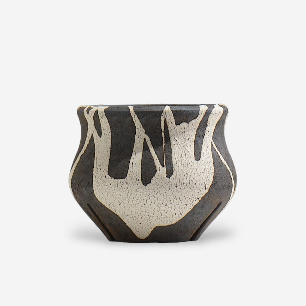 沼野 秀章 / 黒二白 / M / Nu02_bwh018 / 約φ11.5cm / 植木鉢