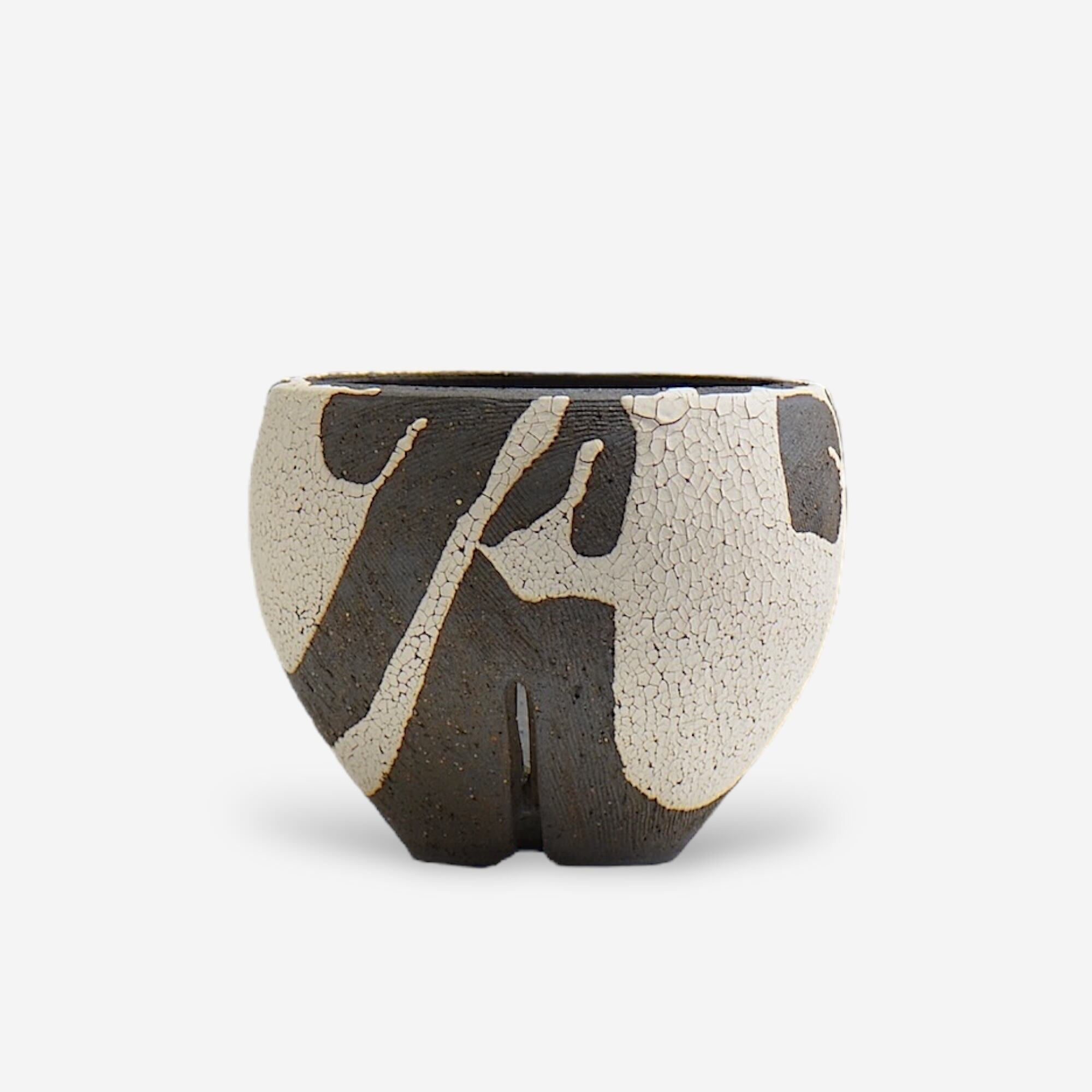 沼野 秀章 / 黒二白 / S  / Nu02_bwh001/ 約φ10.5cm / 植木鉢