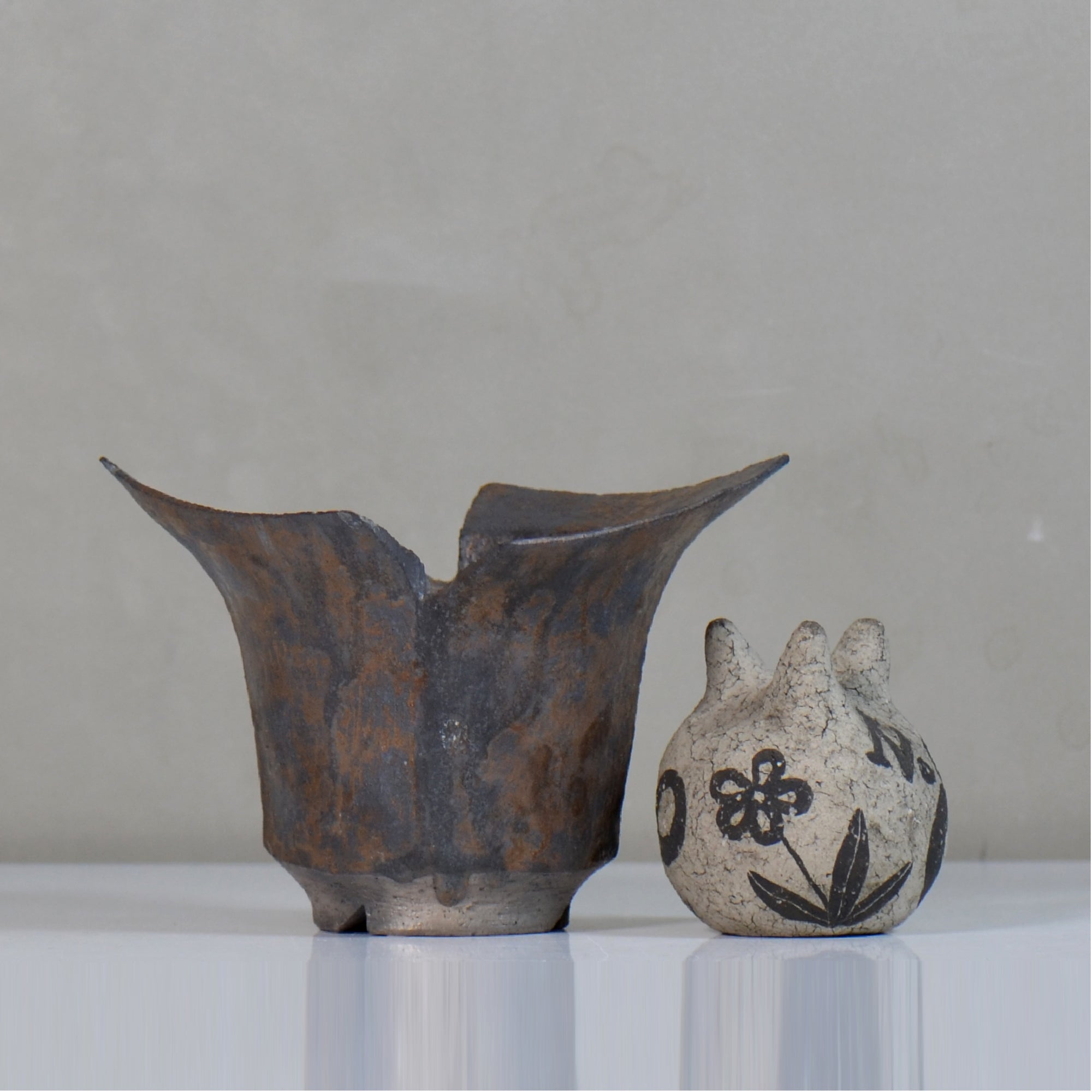 飯沼耕市 / 銹折鉢 / ik_so01_l /長辺 約18.1cm/ 内径約φ10cm / 植木鉢
