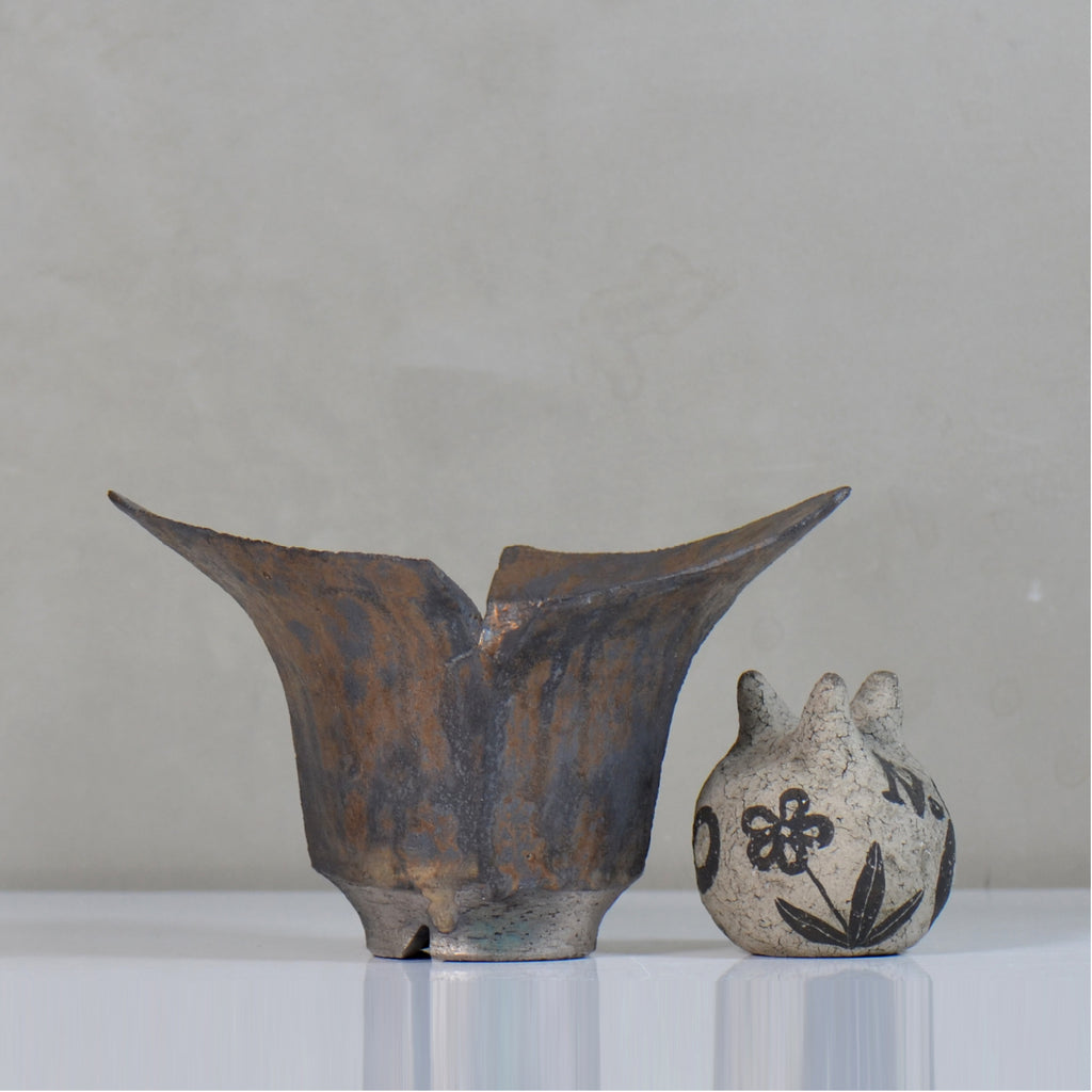 飯沼耕市 / 銹折鉢 / ik_so02_xl /長辺 約21cm/ 内径約φ10cm / 植木鉢