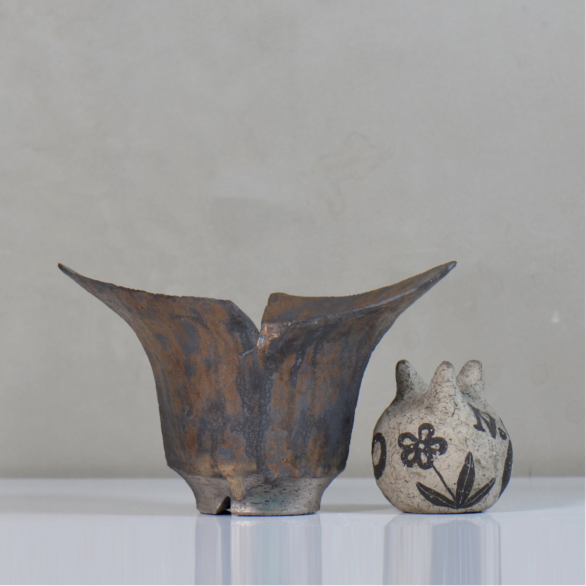 飯沼耕市 / 銹折鉢 / ik_so02_xl /長辺 約21cm/ 内径約φ10cm / 植木鉢