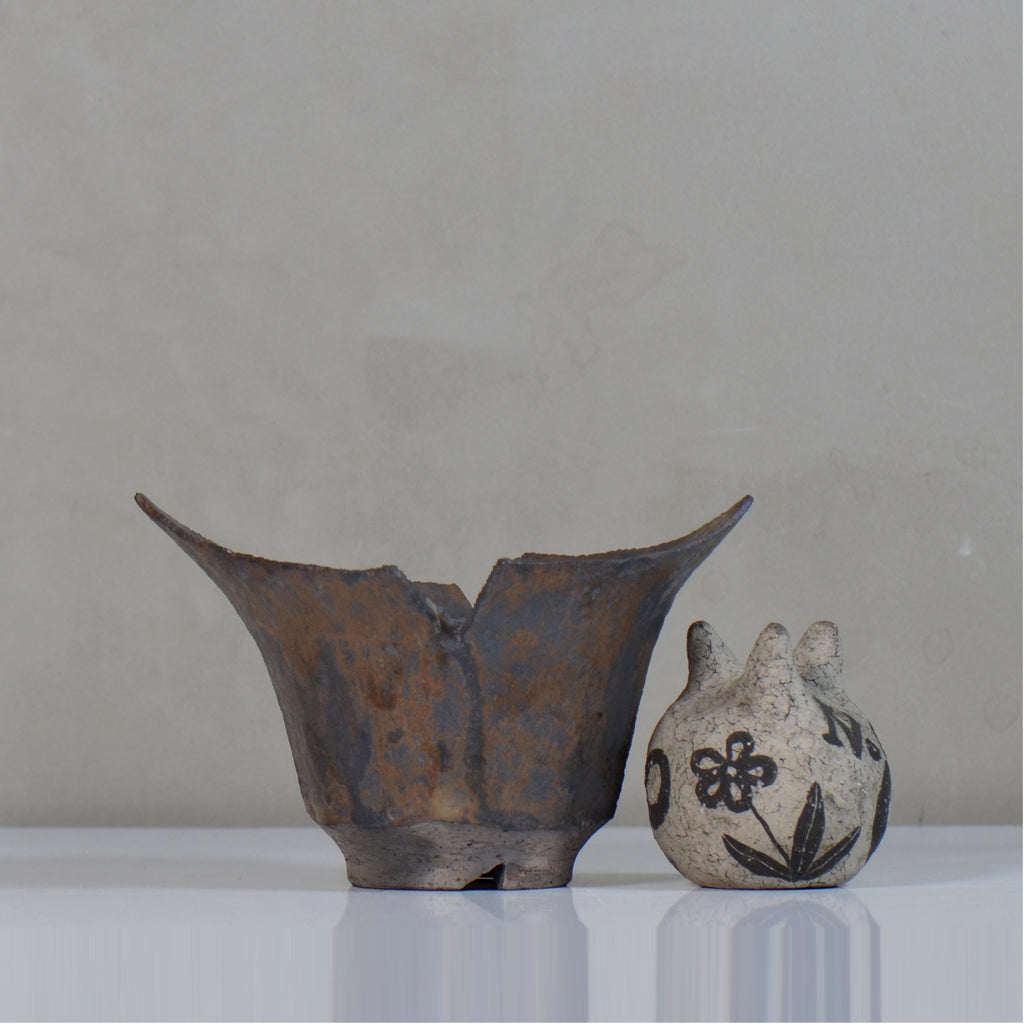 飯沼耕市 / 銹折鉢 / ik_so04_xl /長辺 約19.5cm/ 内径約φ10.5cm / 植木鉢