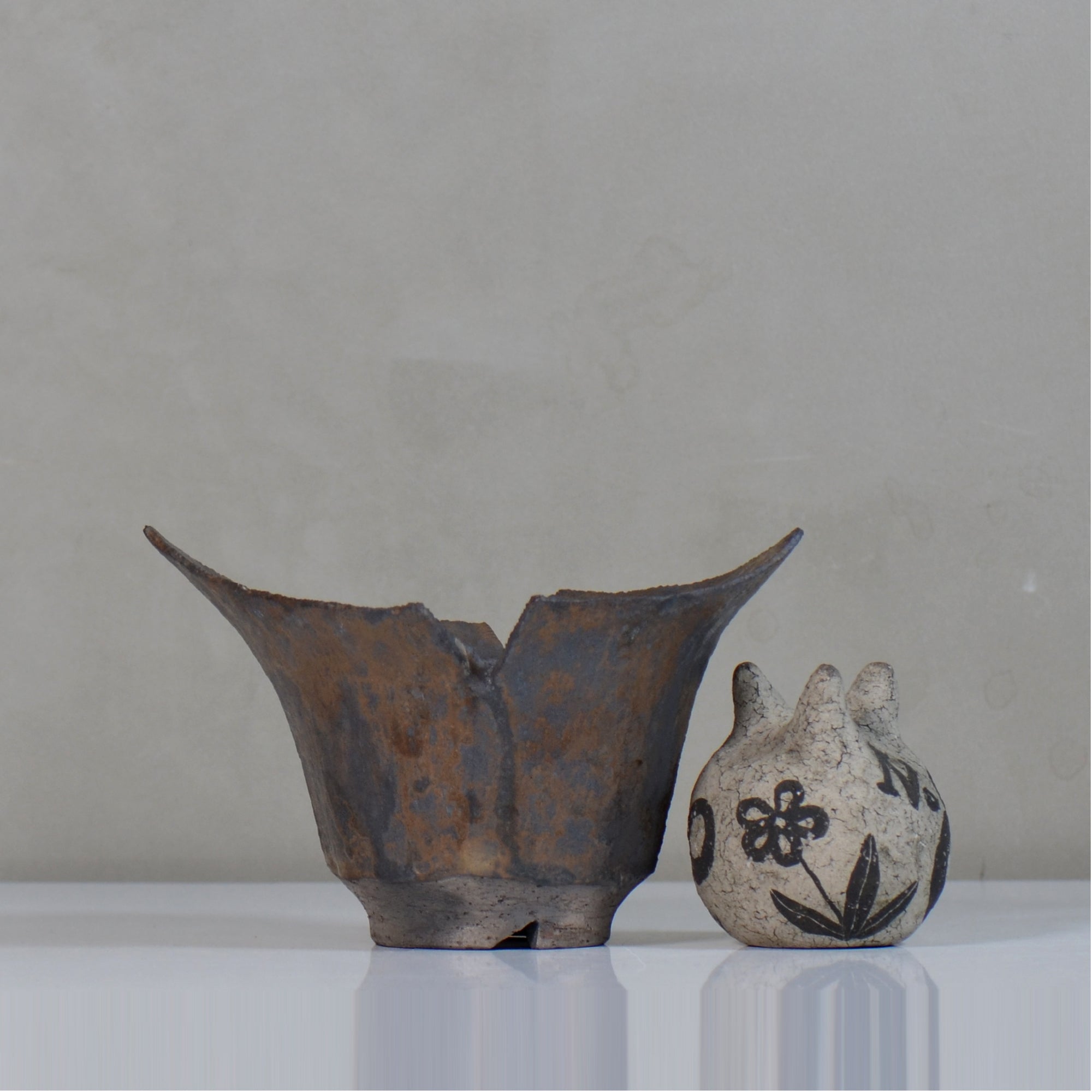 飯沼耕市 / 銹折鉢 / ik_so04_xl /長辺 約19.5cm/ 内径約φ10.5cm / 植木鉢