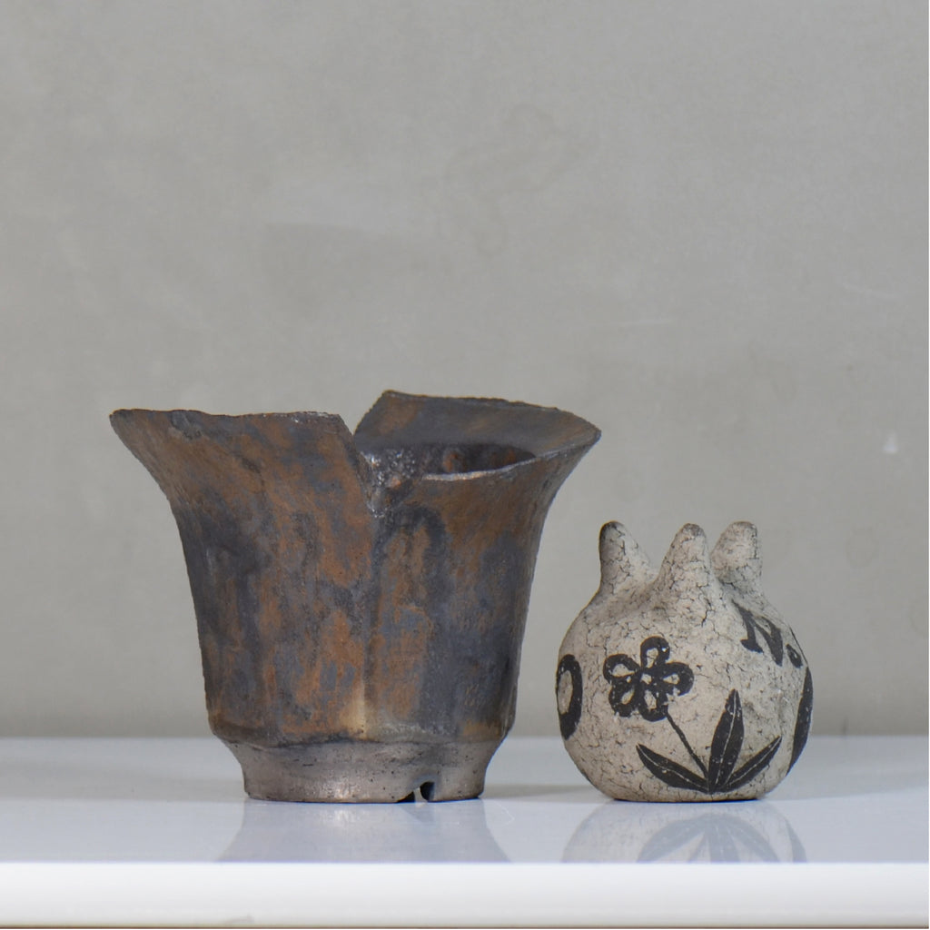 飯沼耕市 / 銹折鉢 / ik_so07_l /長辺 約17.7cm/ 内径約φ10cm / 植木鉢