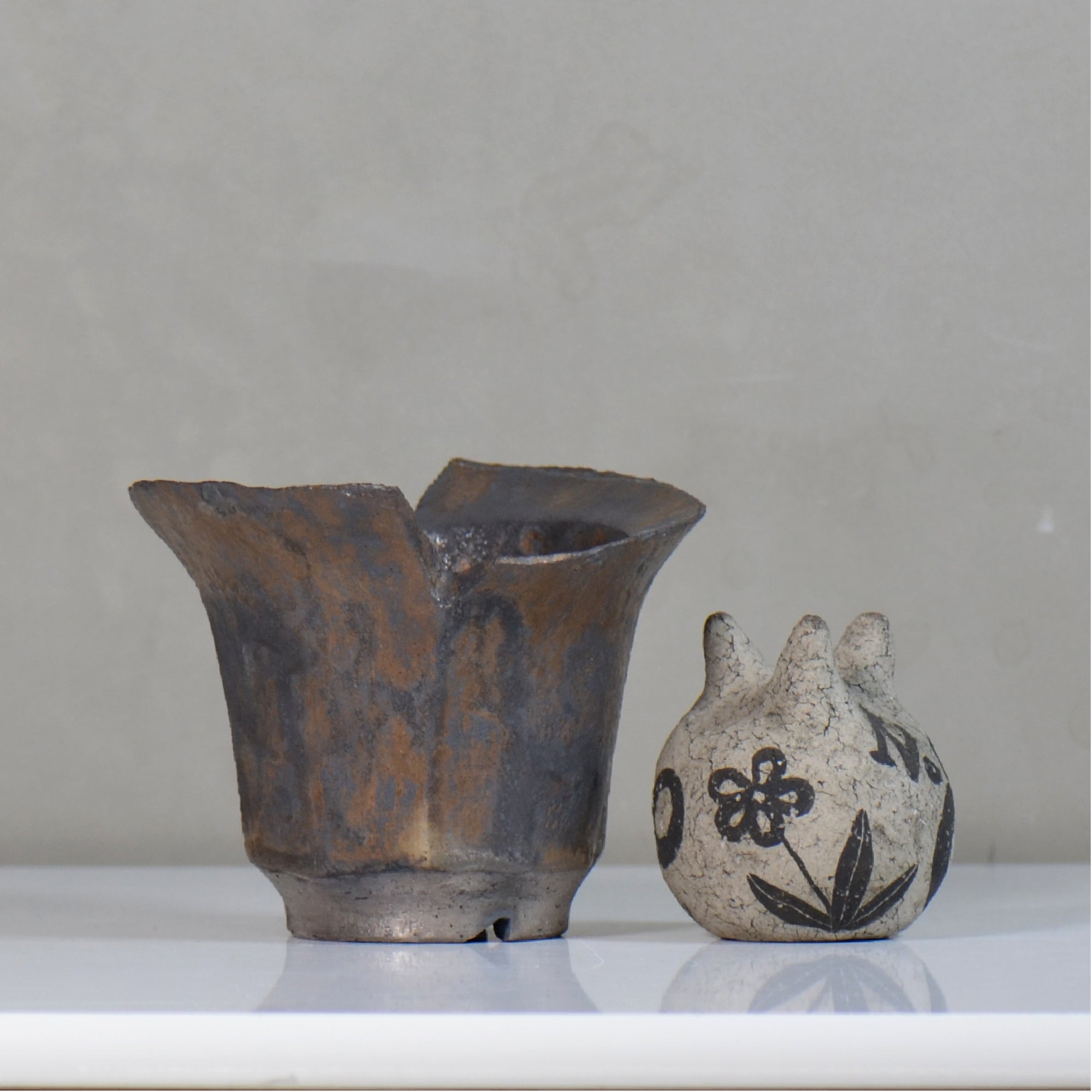 飯沼耕市 / 銹折鉢 / ik_so07_l /長辺 約17.7cm/ 内径約φ10cm / 植木鉢