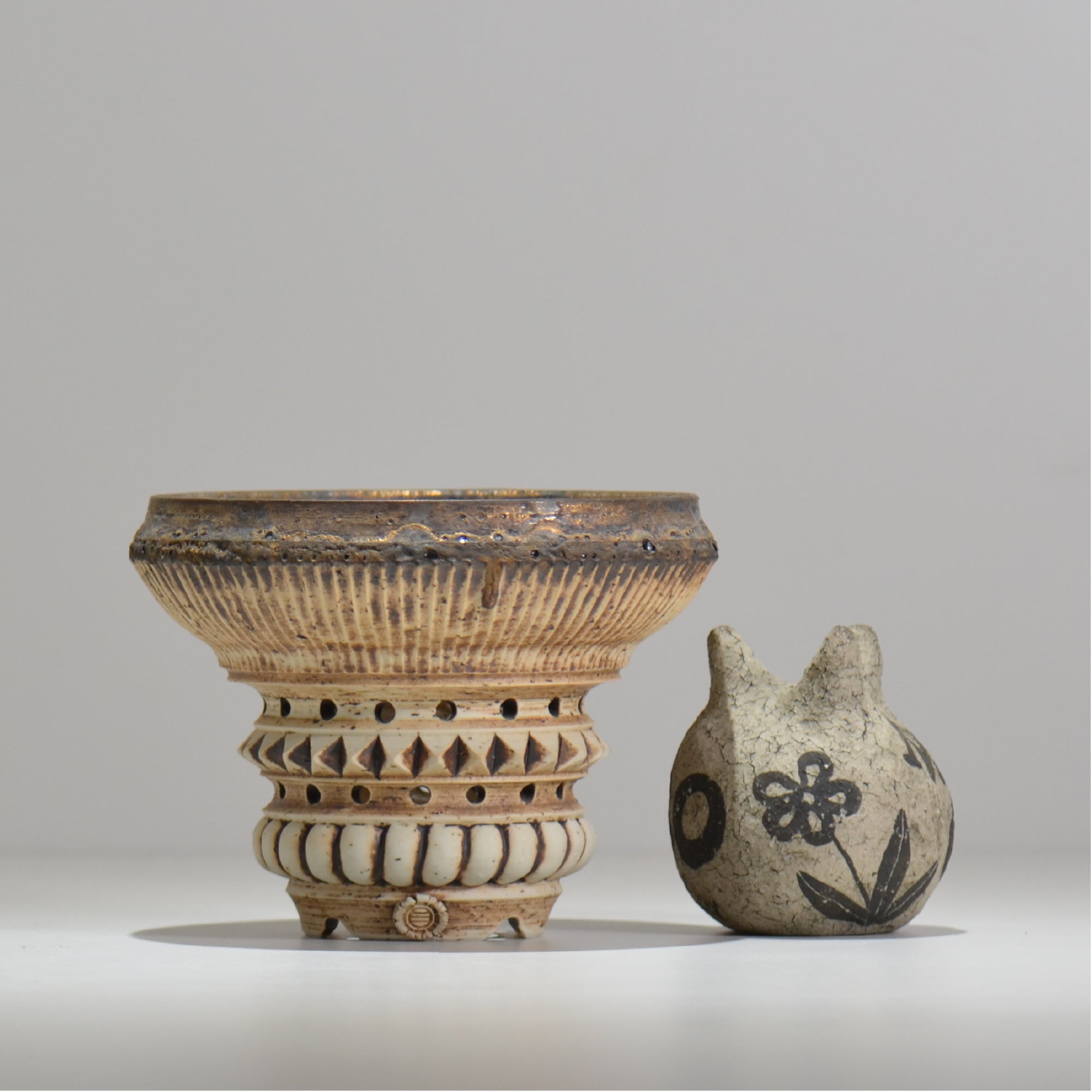 kibi鉢　8ラボ　オマケ付き 陶房Kibi / Skull type/ itk1_sk01_m / 約 φ14cm / 植木鉢 – ハチラボ