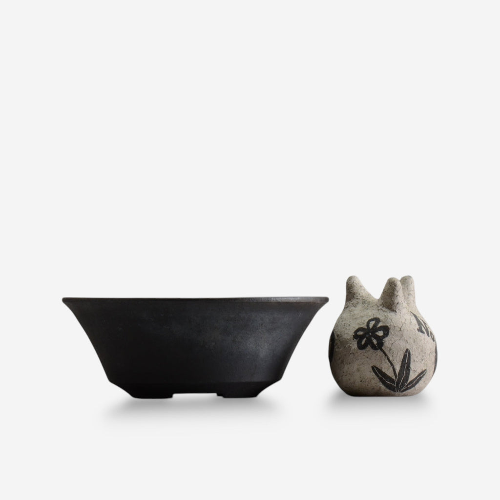 齋藤研一 / 銀黒 ken3 - bl032 / 約φ18.5cm / 植木鉢