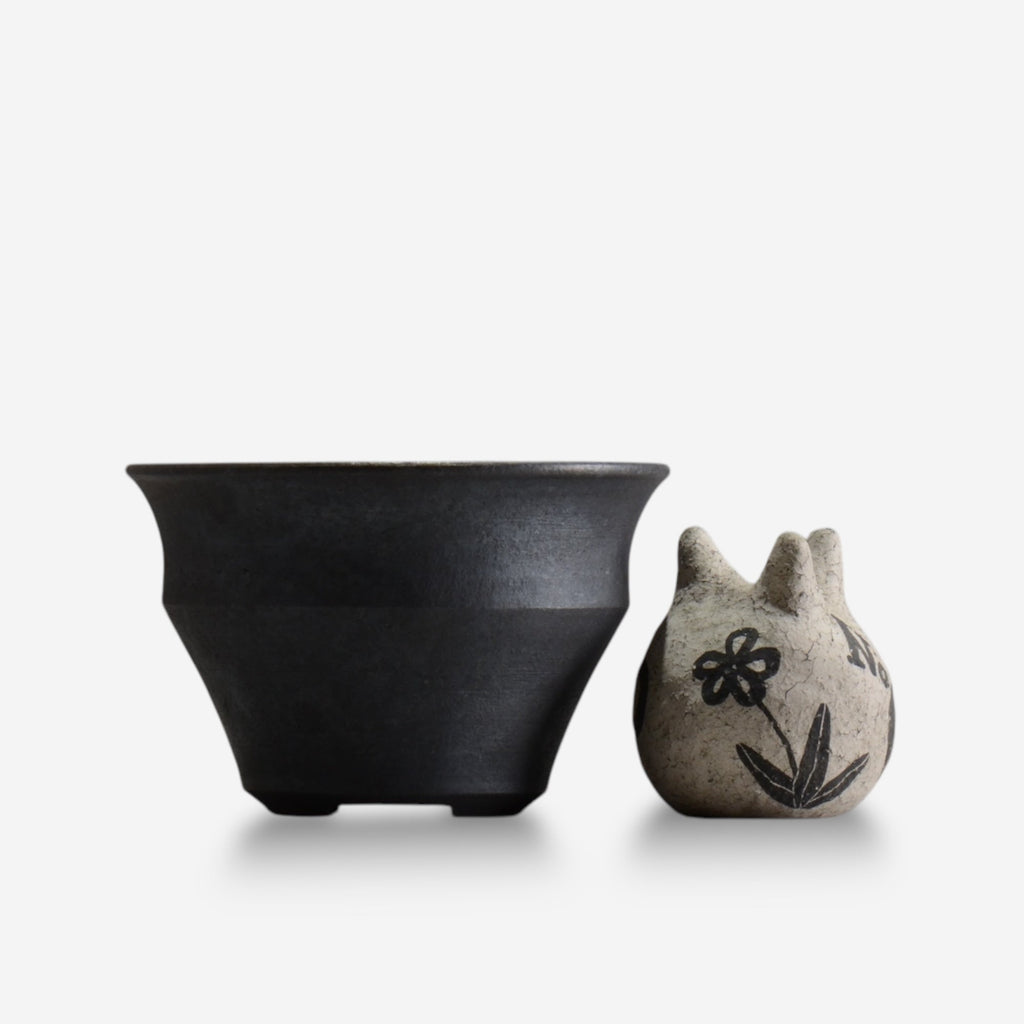 齋藤研一 / 銀黒 ken3 - bl035/ 約φ15.5cm / 植木鉢
