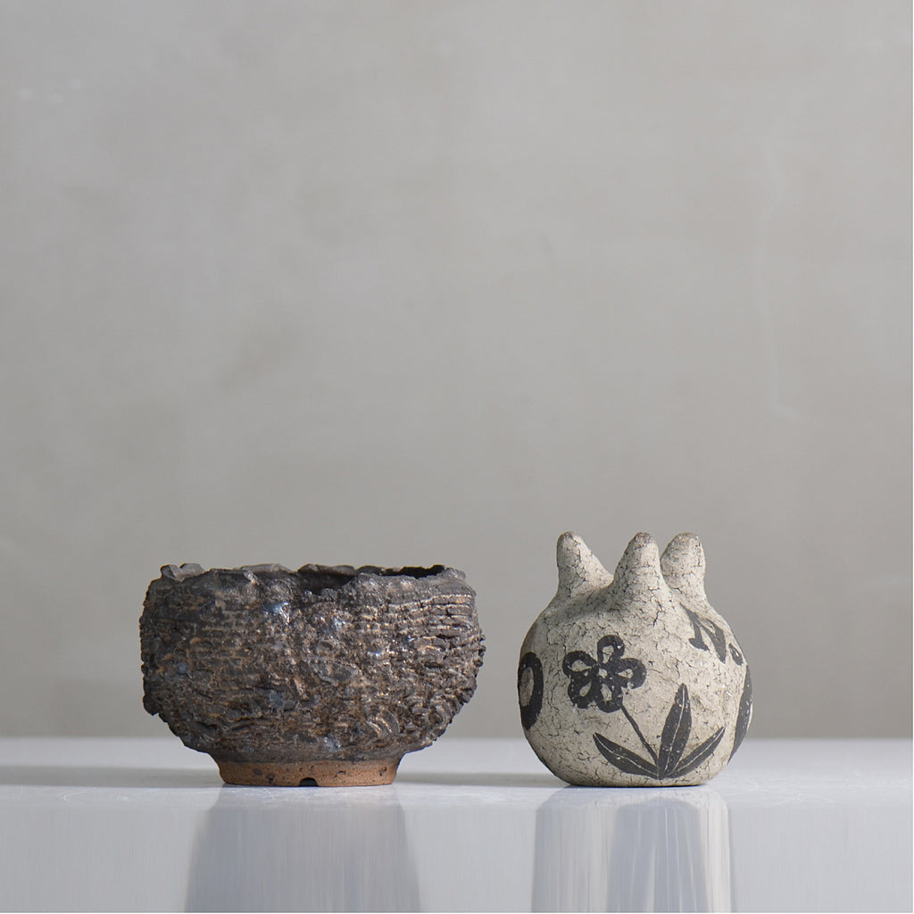 菊地元野 / DANSOU GLOSS ブラック / kg2_db06_s /  約φ9cm / 植木鉢
