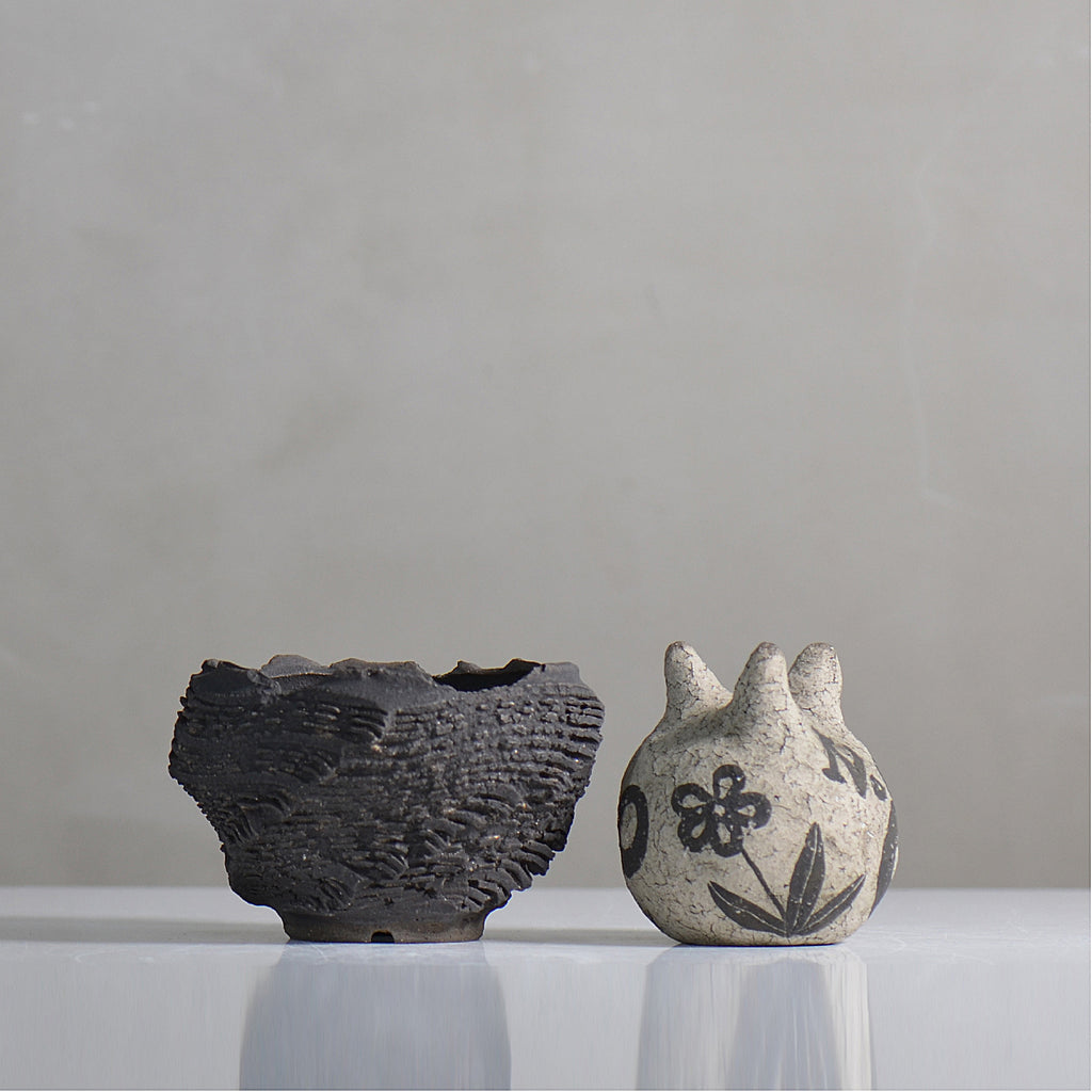 菊地元野 / DANSOU GLOSS ブラック / kg2_db07_s /  約φ9.5cm / 植木鉢