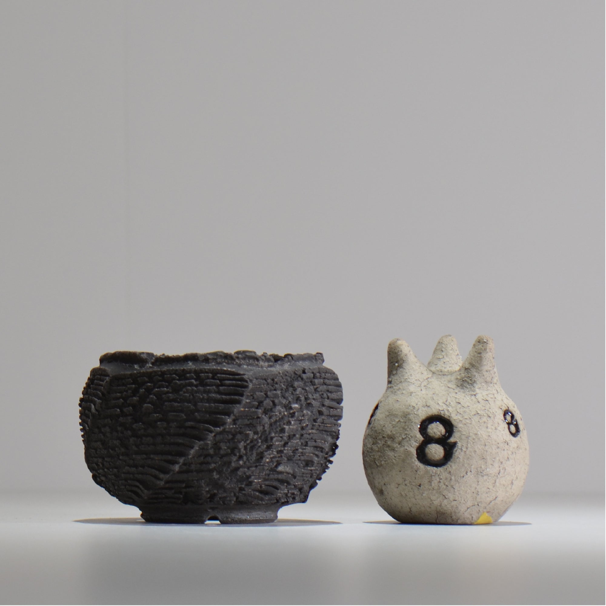 やちむん 花笠 新作ブラック（希少） 2個セット 菊地元野 / DANSOU GLOSS ブラック / kg_db02_s / 約φ9.5cm