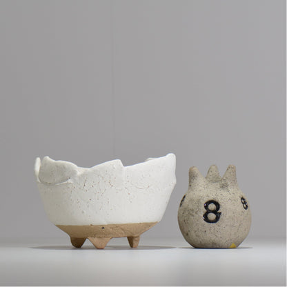 川合牧人 / UROKO POT WHITE/ km_urkw03_m / 約φ14cm / 植木鉢