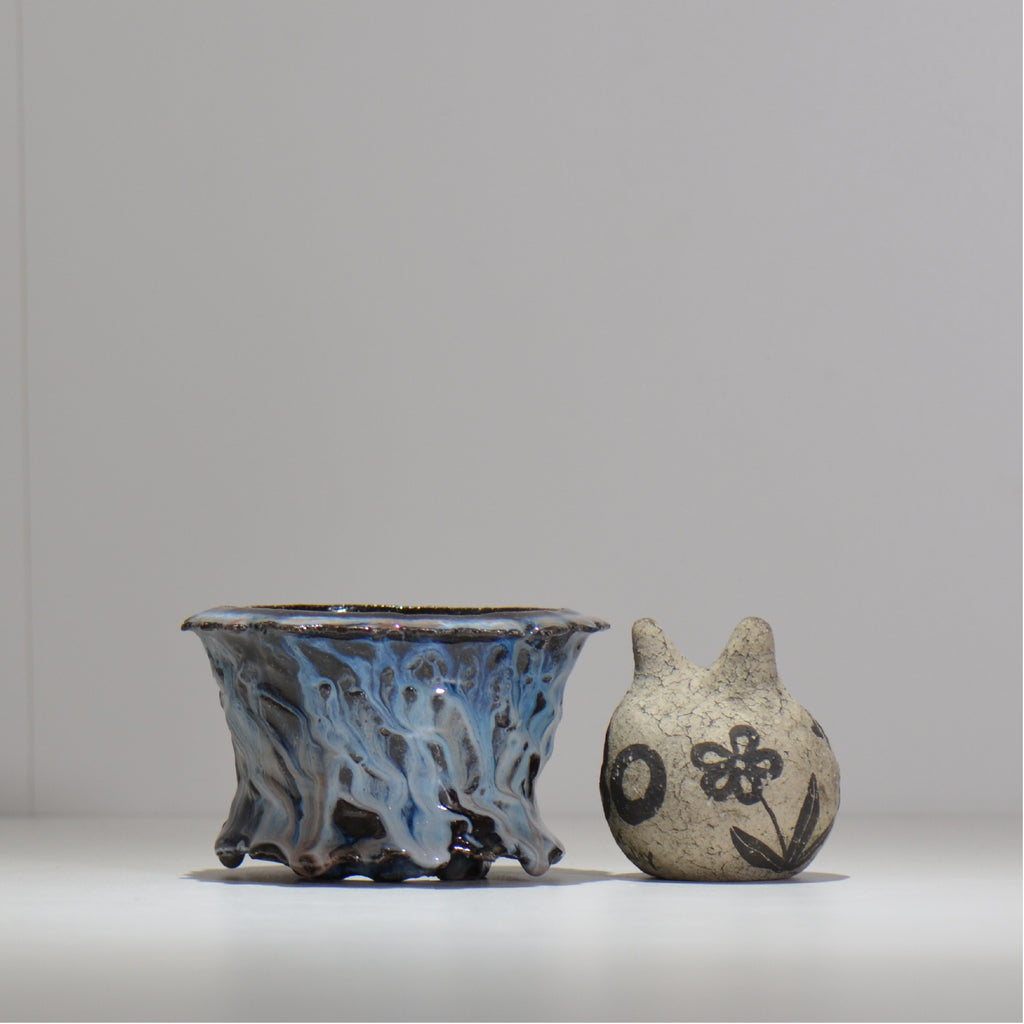 木村 貴史 / 深流-黒蒼 /  kt_sr01_m /  約 φ13.5cm /  植木鉢