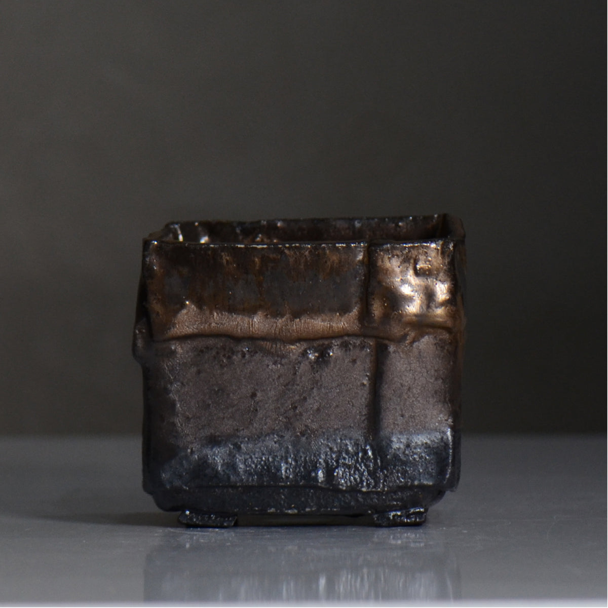川合 牧人 / cube ブロンズ / mk2_cb08_s / 約φ10cm / 植木鉢