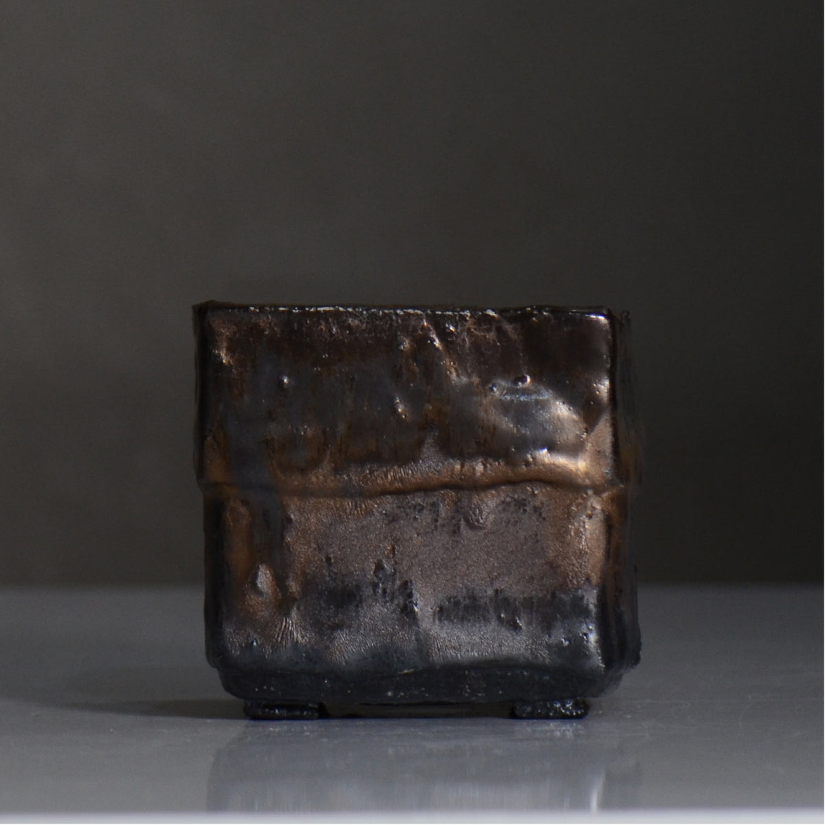 川合 牧人 / cube ブロンズ / mk2_cb08_s / 約φ10cm / 植木鉢