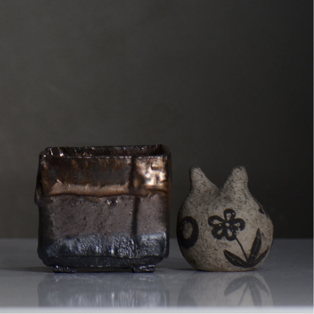 川合 牧人 / cube ブロンズ / mk2_cb08_s / 約φ10cm / 植木鉢