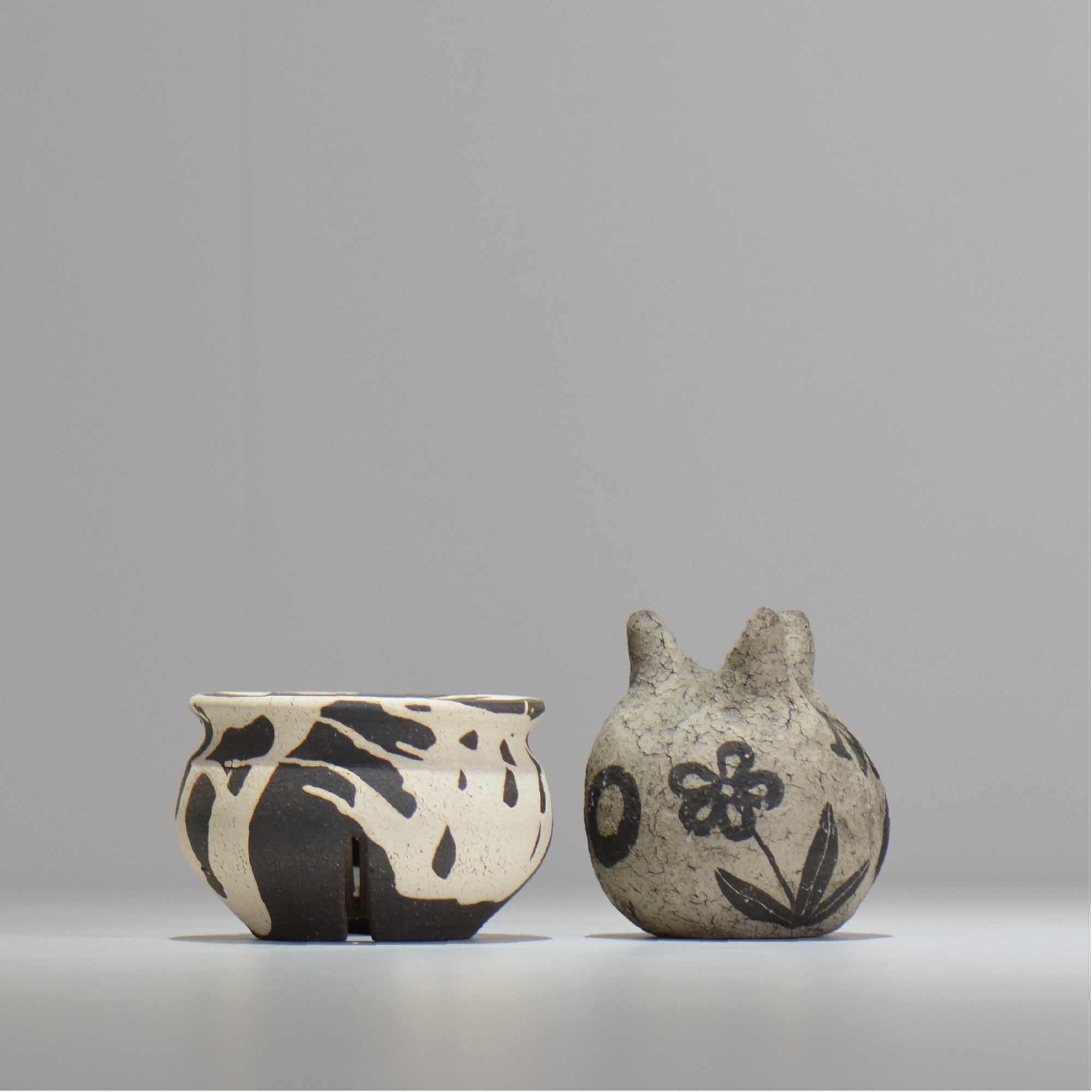沼野 秀章 / 黒二白 / S / nh2_bwh01_s / 約φ9.5cm / 植木鉢