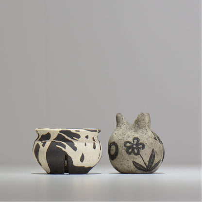 沼野 秀章 / 黒二白 / S / nh2_bwh01_s / 約φ9.5cm / 植木鉢