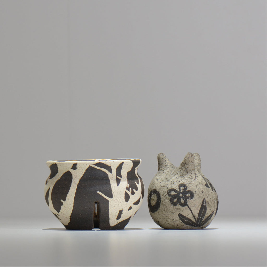 沼野 秀章 / 黒二白 / S / nh2_bwh02_s / 約φ10.9cm / 植木鉢