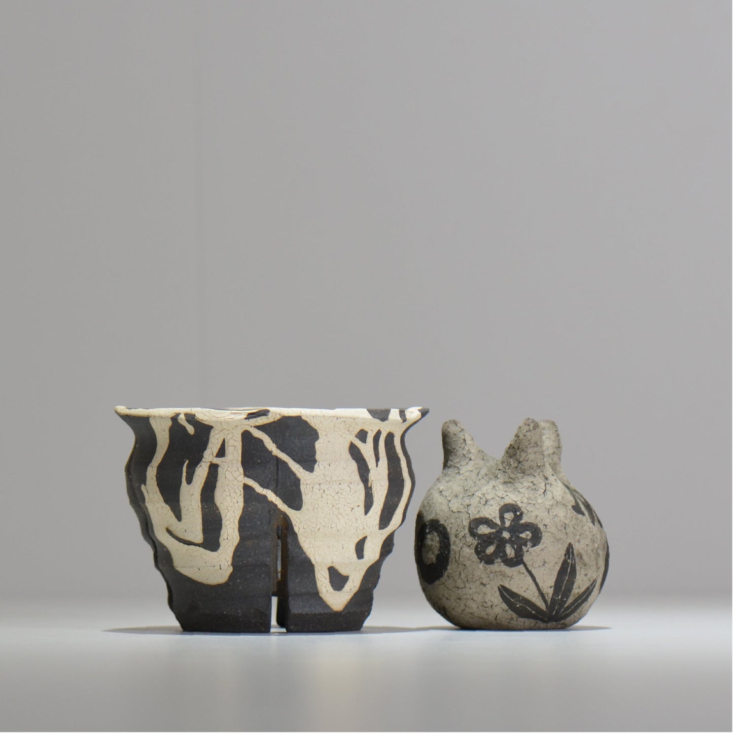 沼野 秀章 / 黒二白 / S / nh2_bwh04_s / 約φ11.8cm / 植木鉢