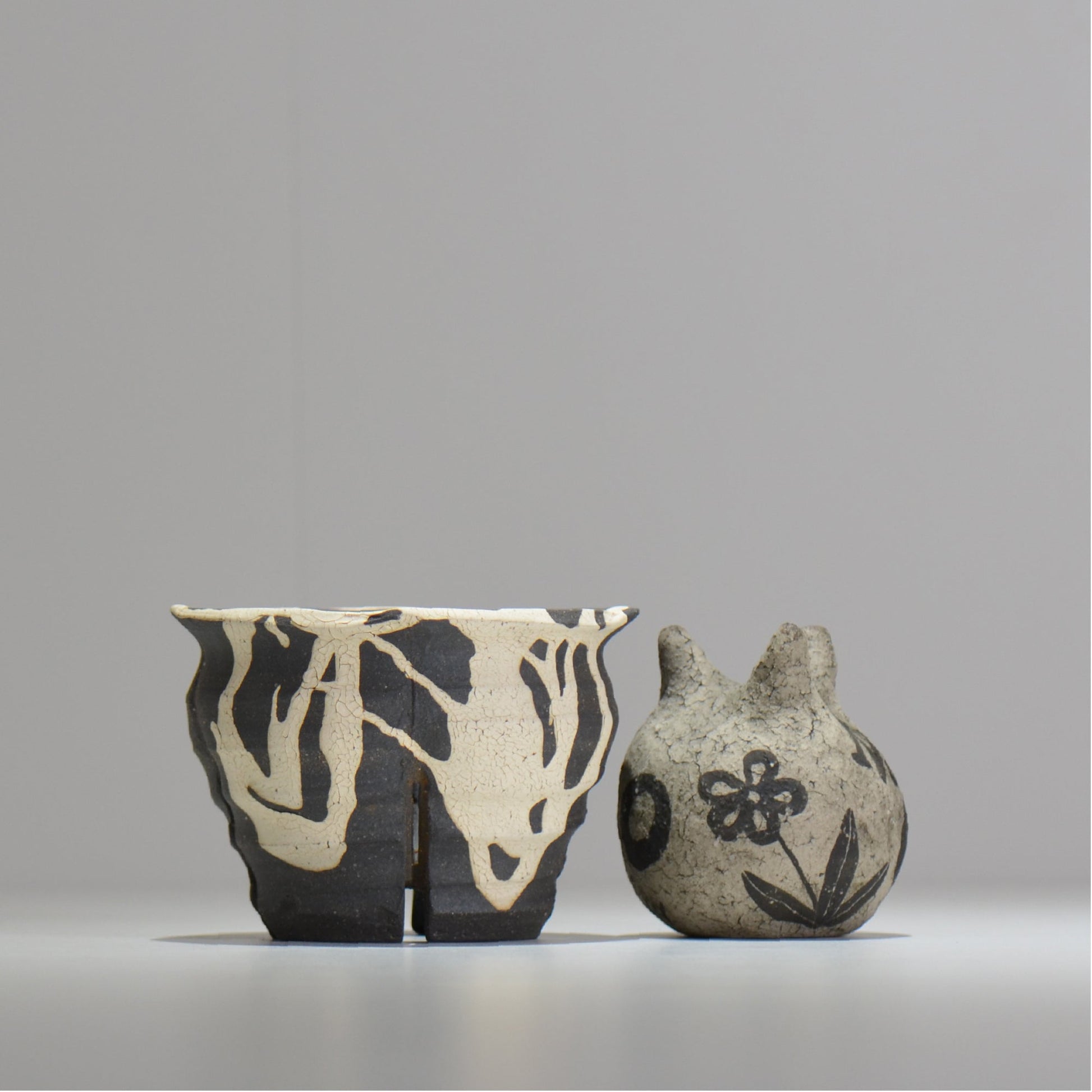 沼野 秀章 / 黒二白 / S / nh2_bwh04_s / 約φ11.8cm / 植木鉢