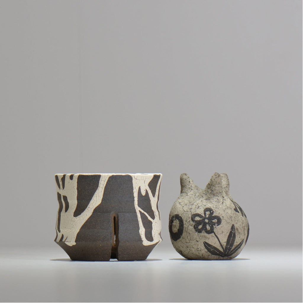 沼野 秀章 / 黒二白 / S / nh2_bwh06_s / 約φ10.3cm / 植木鉢