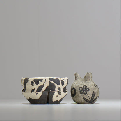 沼野 秀章 / 黒二白 / M / nh2_bwh07_m / 約φ12.3cm / 植木鉢