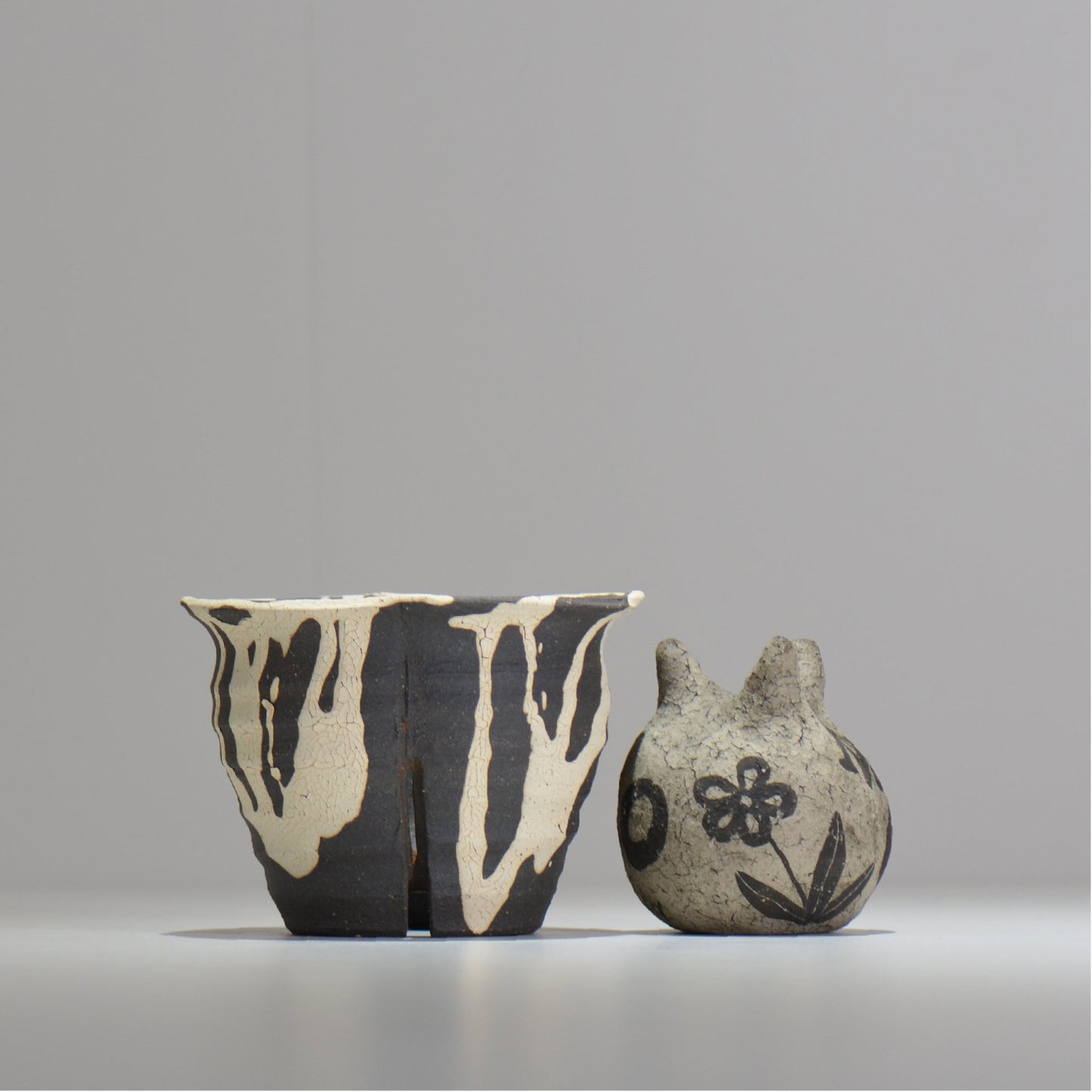 沼野 秀章 / 黒二白 / M / nh2_bwh09_m/ 約φ12.5cm / 植木鉢