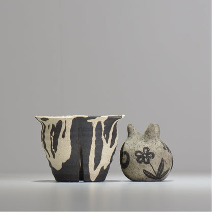 沼野 秀章 / 黒二白 / M / nh2_bwh09_m/ 約φ12.5cm / 植木鉢