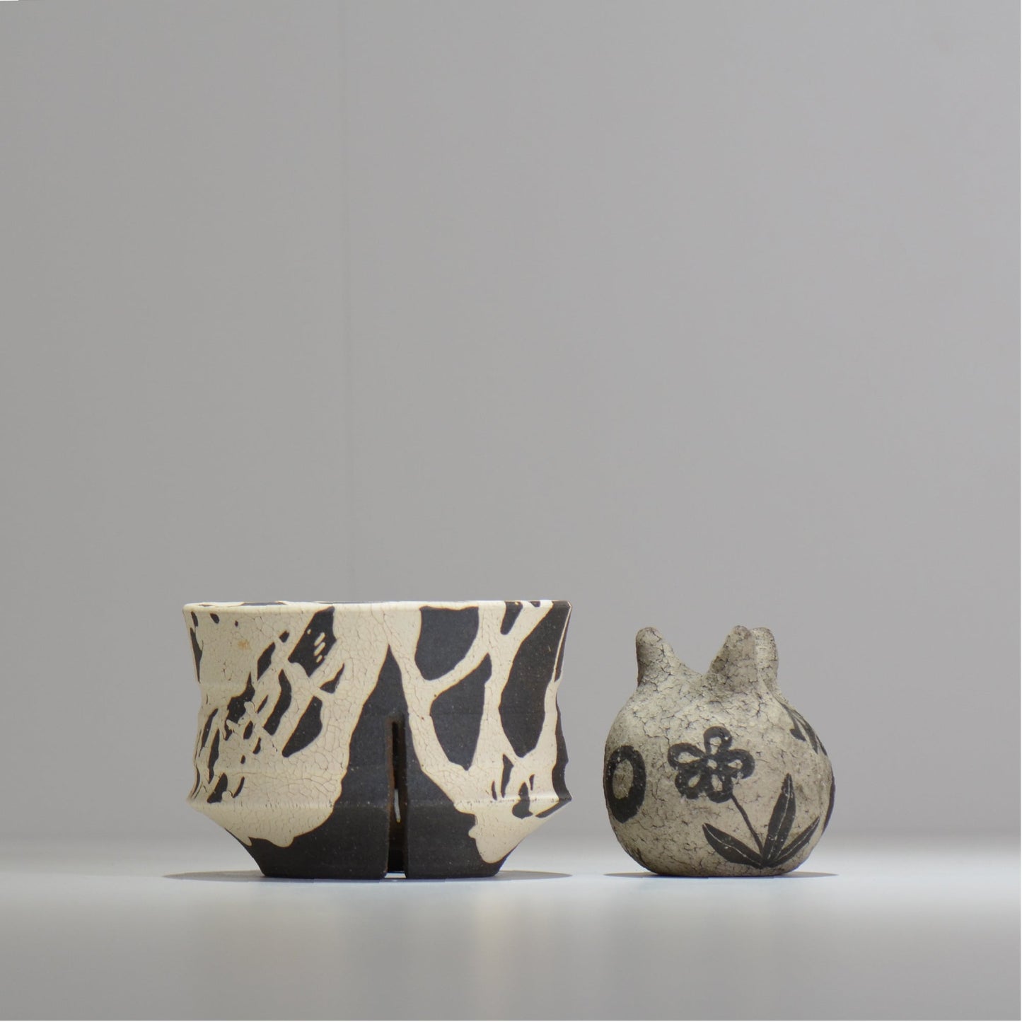 沼野 秀章 / 黒二白 / M / nh2_bwh10_m/ 約φ12.8cm / 植木鉢