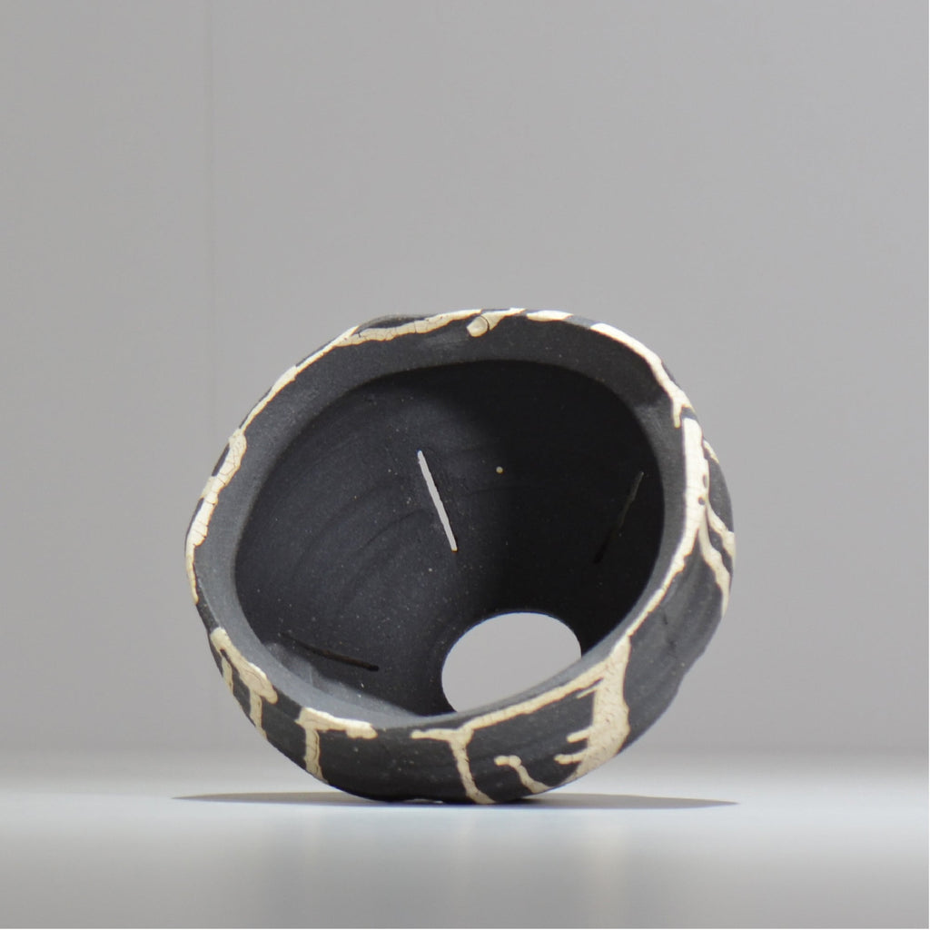 沼野 秀章 / 黒二白 / M / nh2_bwh12_m/ 約φ13.2cm / 植木鉢