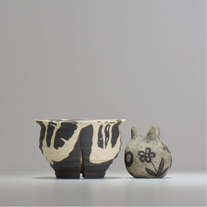 沼野 秀章 / 黒二白 / M / nh2_bwh14_m/ 約φ14.5cm / 植木鉢