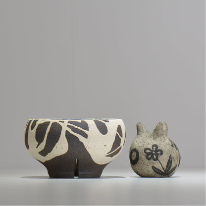 沼野 秀章 / 黒二白 / M / nh2_bwh15_m/ 約φ14cm / 植木鉢