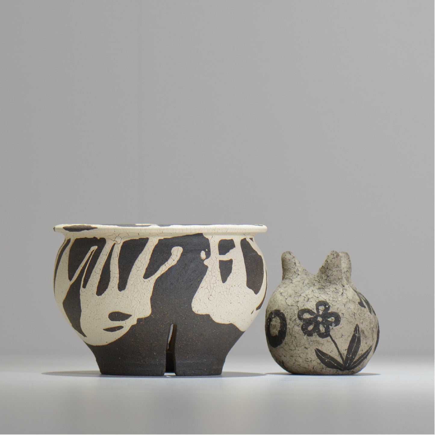 沼野 秀章 / 黒二白 / M / nh2_bwh16_m/ 約φ14cm / 植木鉢