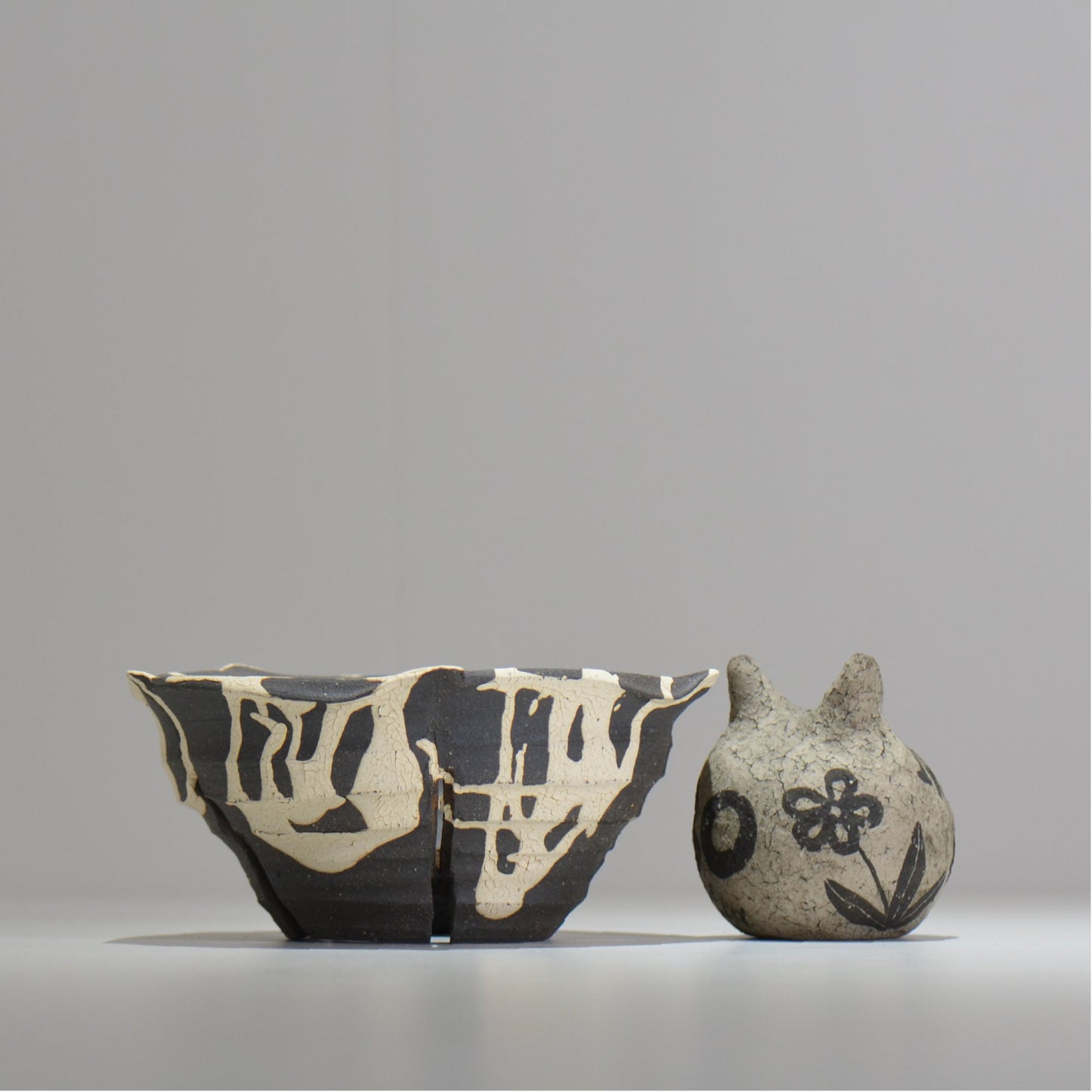沼野 秀章 / 黒二白 / L / nh2_bwh17_l/ 約φ16cm / 植木鉢