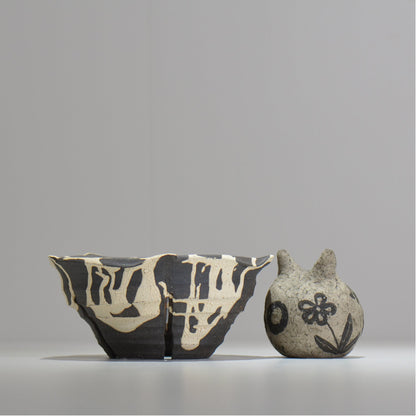 沼野 秀章 / 黒二白 / L / nh2_bwh17_l/ 約φ16cm / 植木鉢