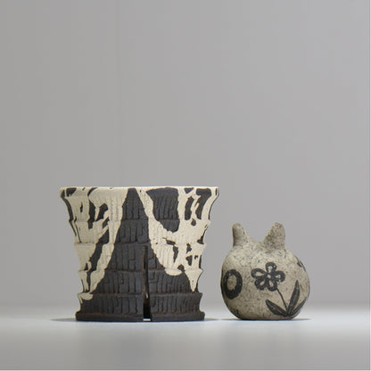 沼野 秀章 / 黒二白 / M / nh2_bwh18_m/ 約φ13.5cm / 植木鉢