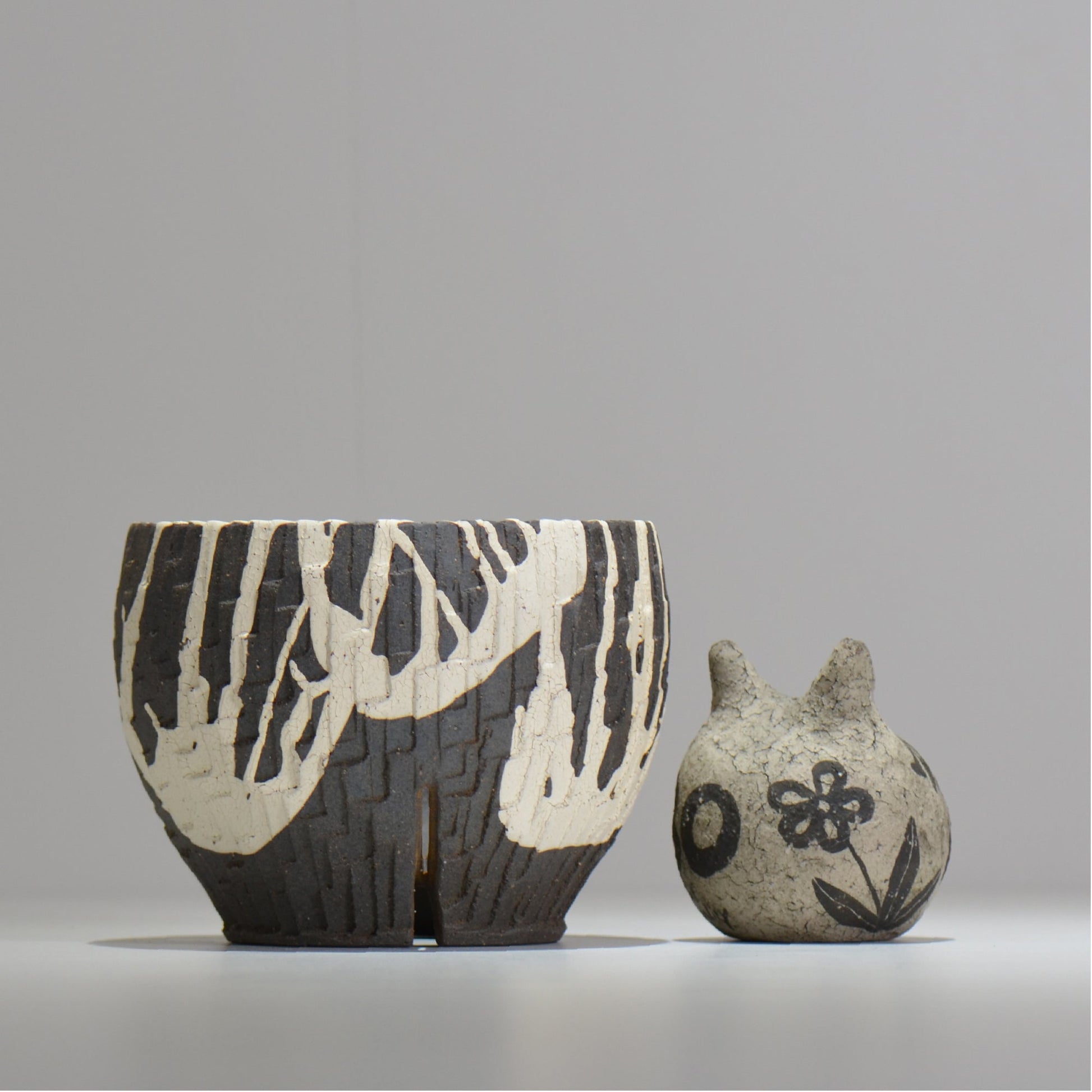 沼野 秀章 / 黒二白 / M / nh2_bwh19_m/ 約φ14cm / 植木鉢