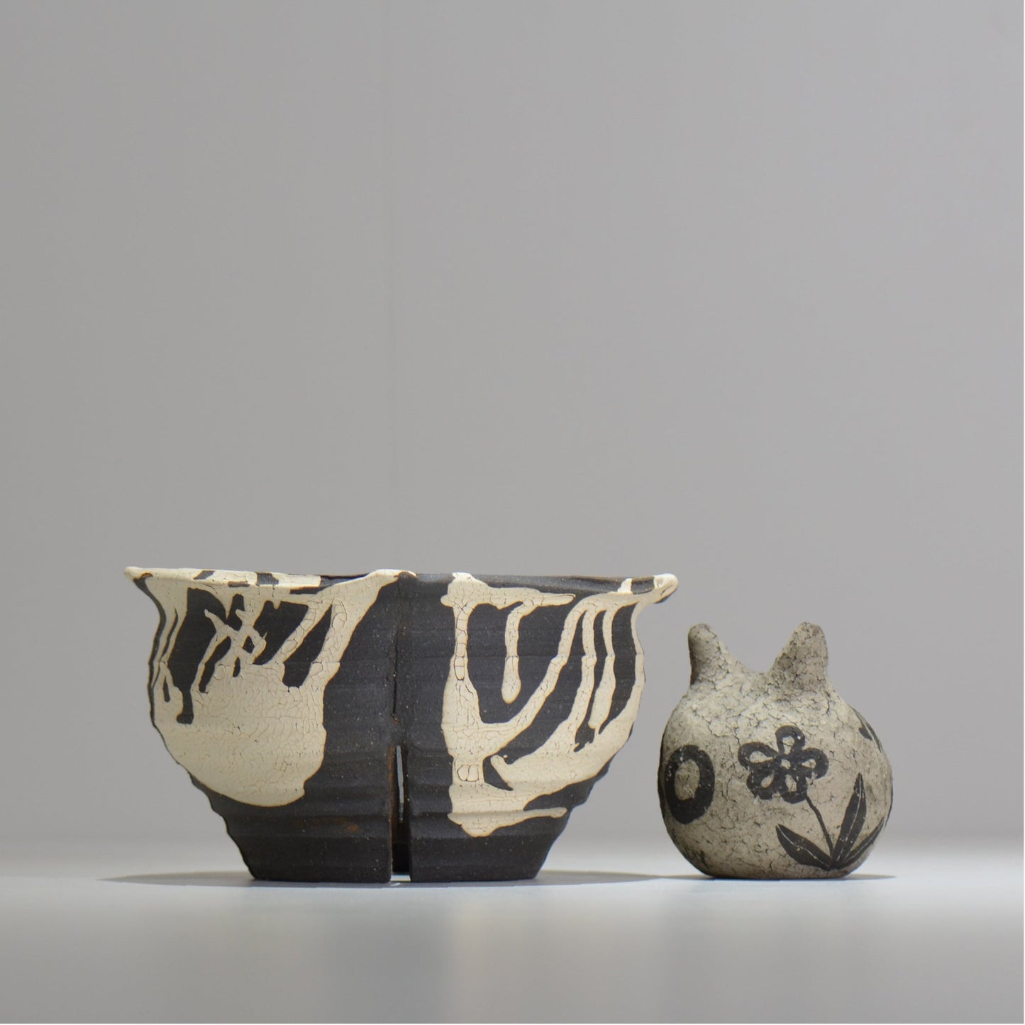 沼野 秀章 / 黒二白 / L / nh2_bwh20_l/ 約φ17cm / 植木鉢