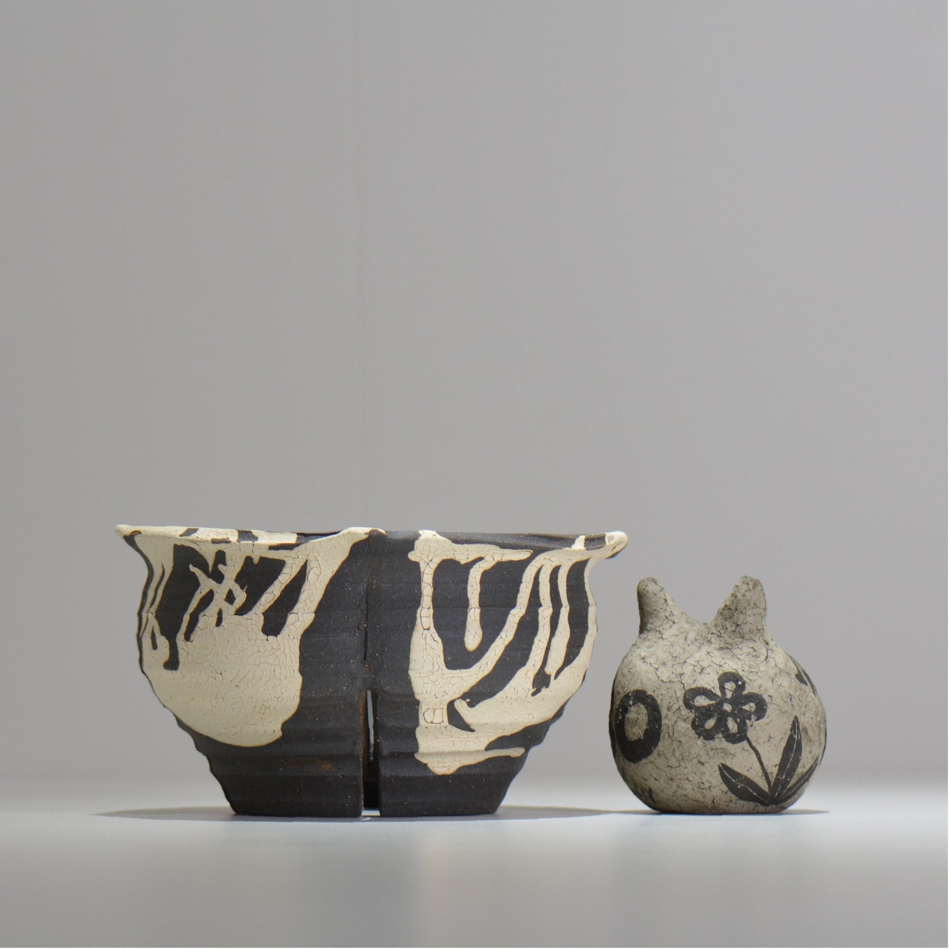 沼野 秀章 / 黒二白 / L / nh2_bwh20_l/ 約φ17cm / 植木鉢